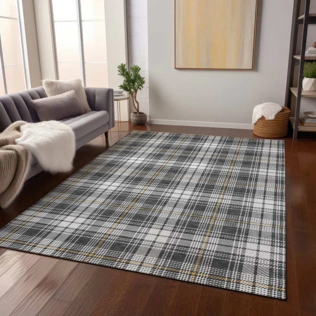 LOOMLAN Rugs Aurora Charcoal Washable Indoor-Outdoor Rug