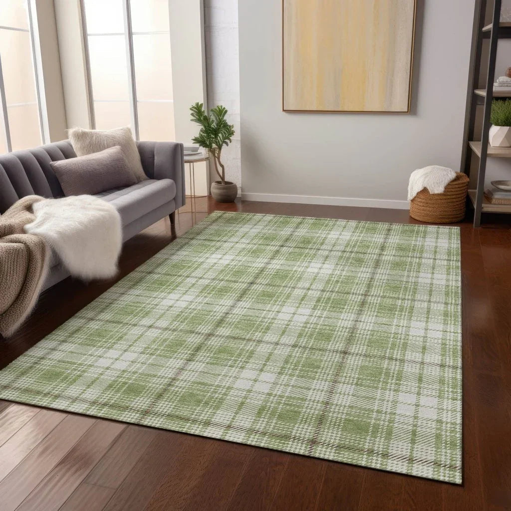 LOOMLAN Rugs Aurora Green Washable Indoor-Outdoor Rug