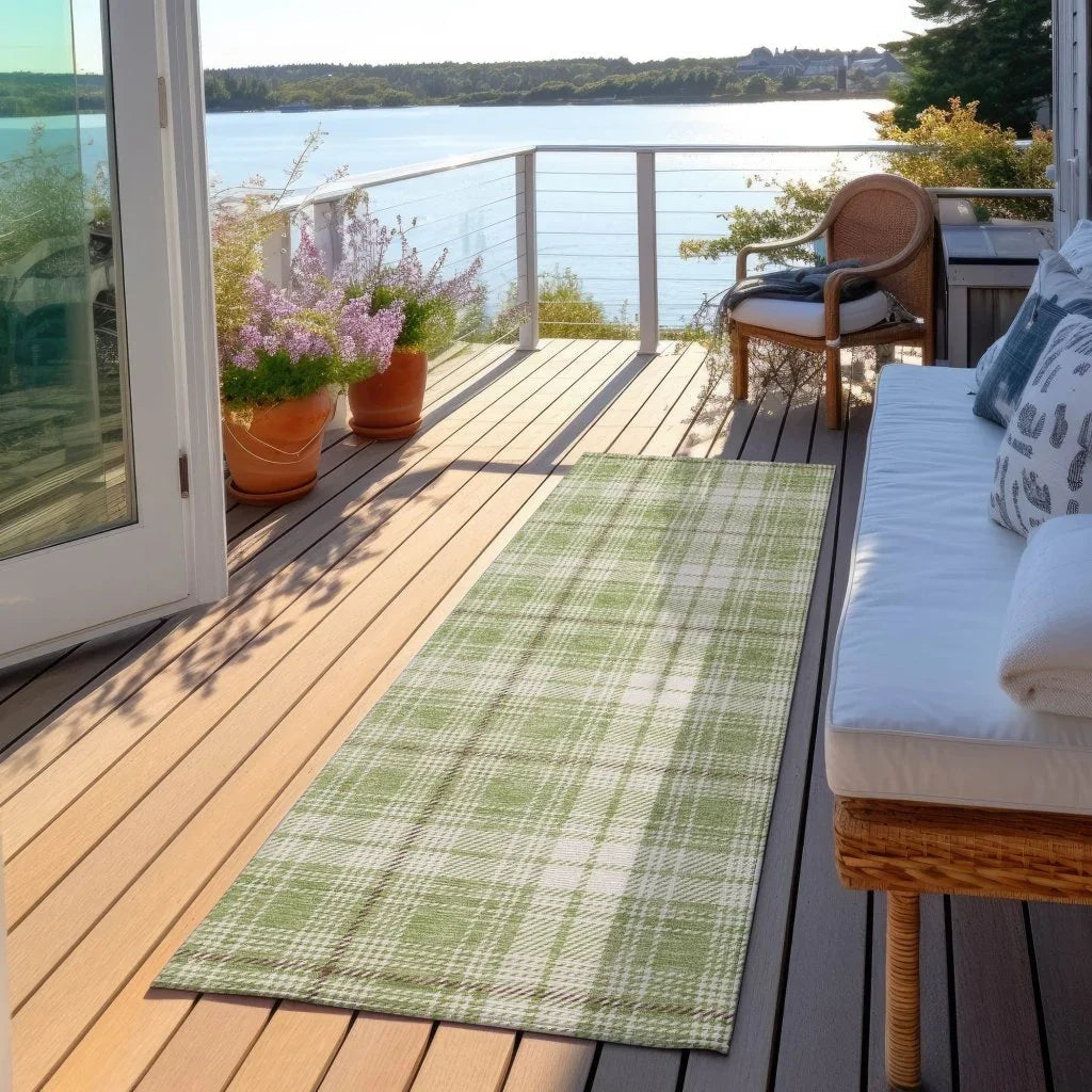 LOOMLAN Rugs Aurora Green Washable Indoor-Outdoor Rug