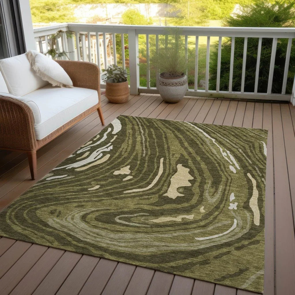 LOOMLAN Rugs Avelia Green Washable Indoor-Outdoor Rug