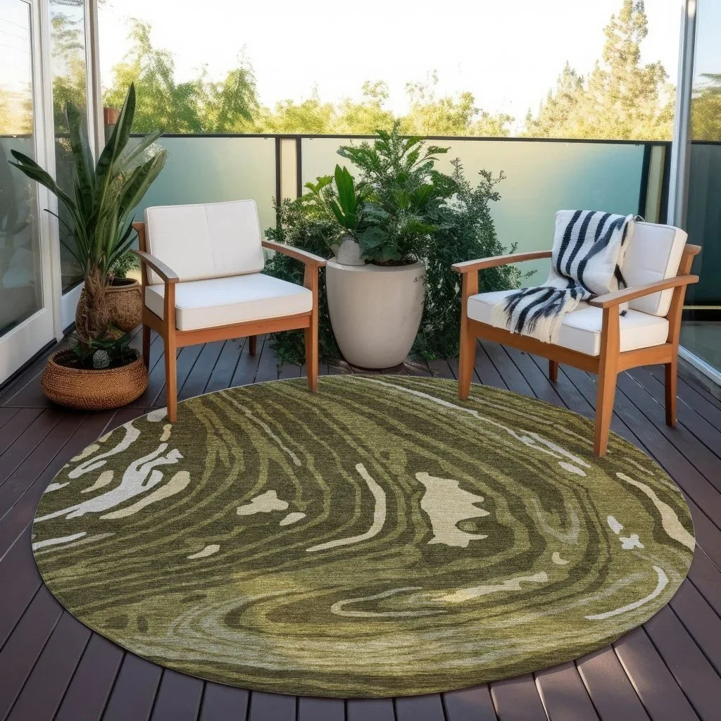LOOMLAN Rugs Avelia Green Washable Indoor-Outdoor Rug