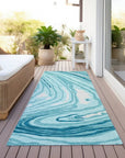 LOOMLAN Rugs Avelia Teal Washable Indoor-Outdoor Rug