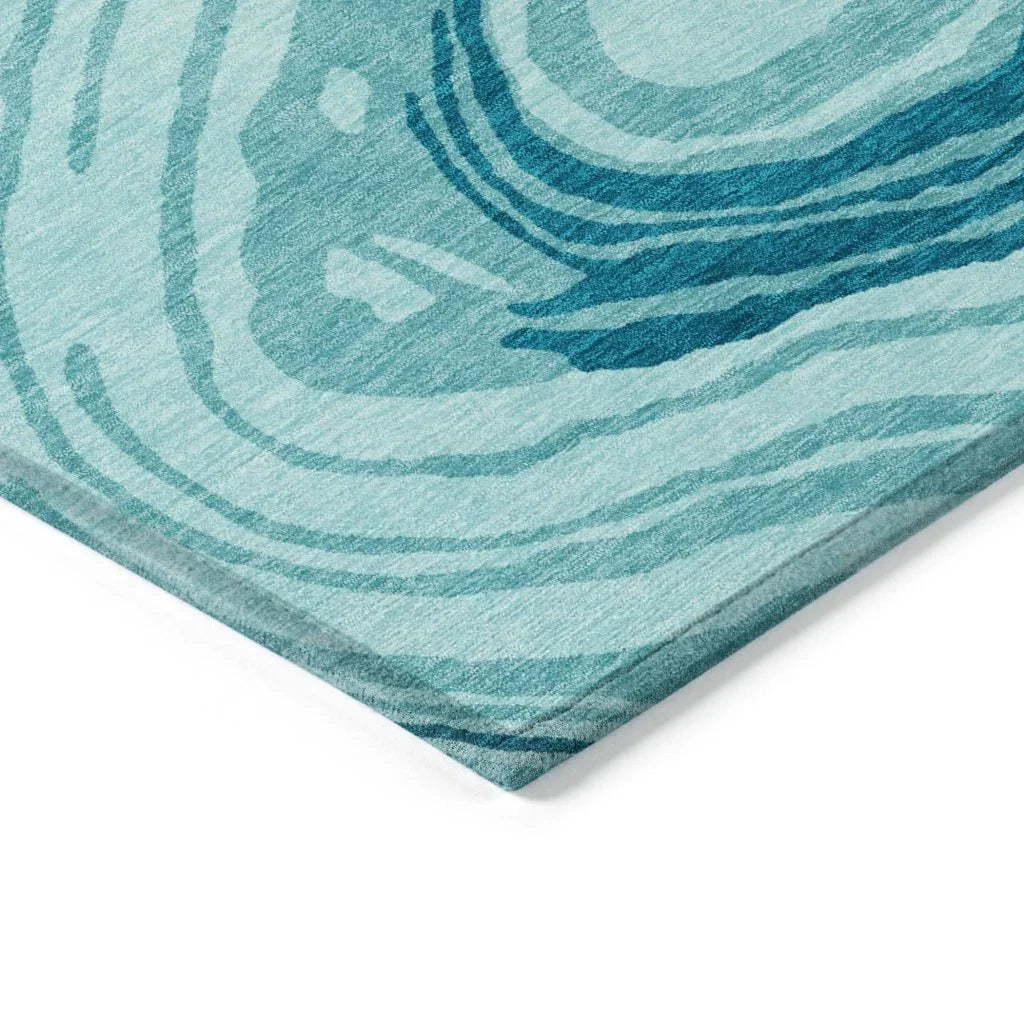 LOOMLAN Rugs Avelia Teal Washable Indoor-Outdoor Rug