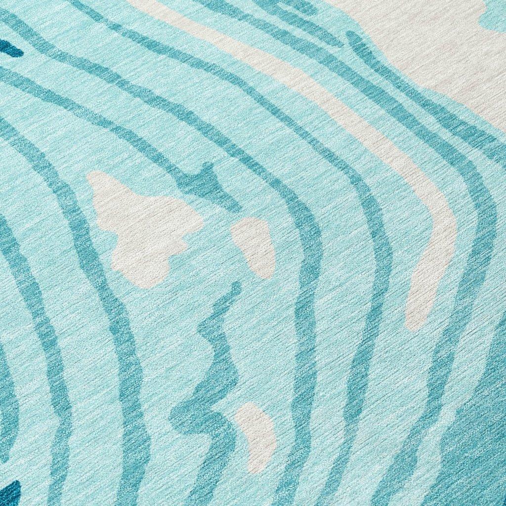 LOOMLAN Rugs Avelia Teal Washable Indoor-Outdoor Rug