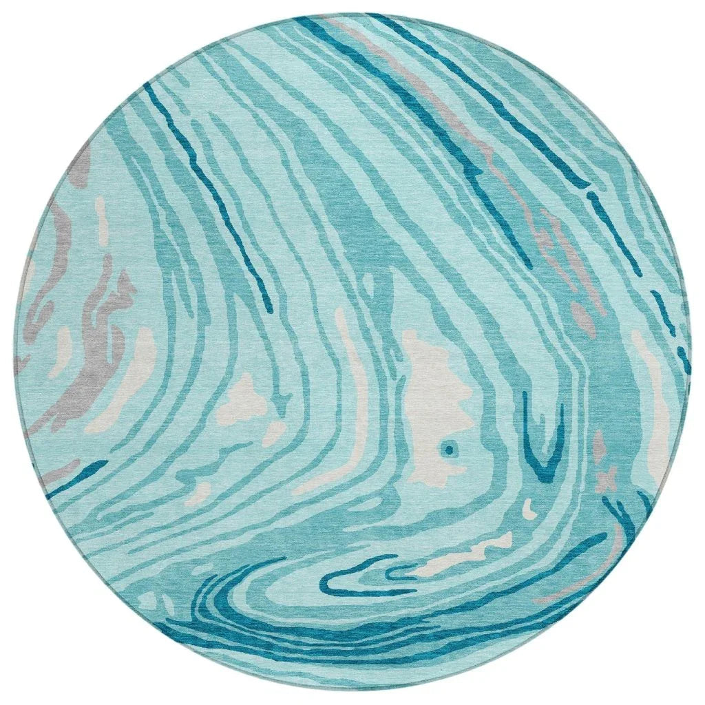 LOOMLAN Rugs Avelia Teal Washable Indoor-Outdoor Rug
