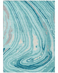 LOOMLAN Rugs Avelia Teal Washable Indoor-Outdoor Rug