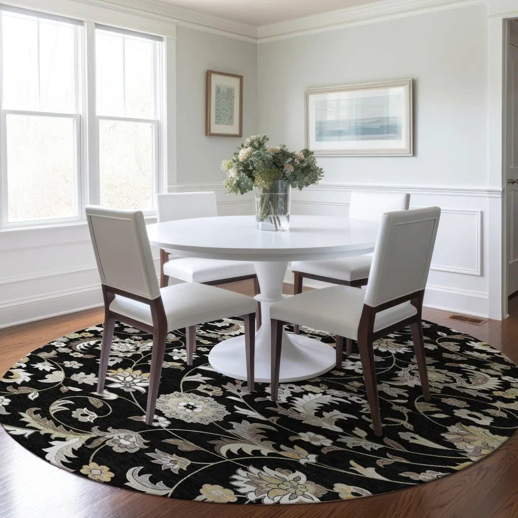 LOOMLAN Rugs Aveline Black Washable Indoor-Outdoor Rug