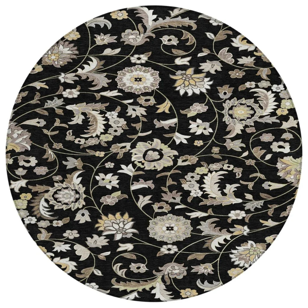 LOOMLAN Rugs Aveline Black Washable Indoor-Outdoor Rug