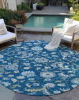LOOMLAN Rugs Aveline Blue Washable Indoor-Outdoor Rug