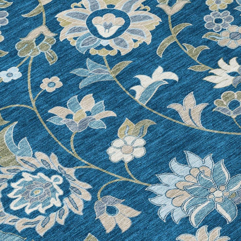 LOOMLAN Rugs Aveline Blue Washable Indoor-Outdoor Rug