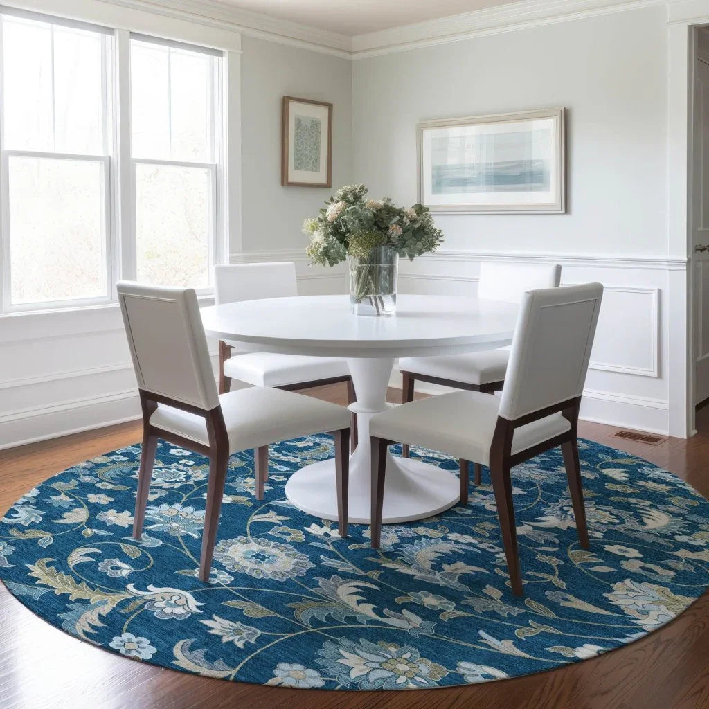 LOOMLAN Rugs Aveline Blue Washable Indoor-Outdoor Rug