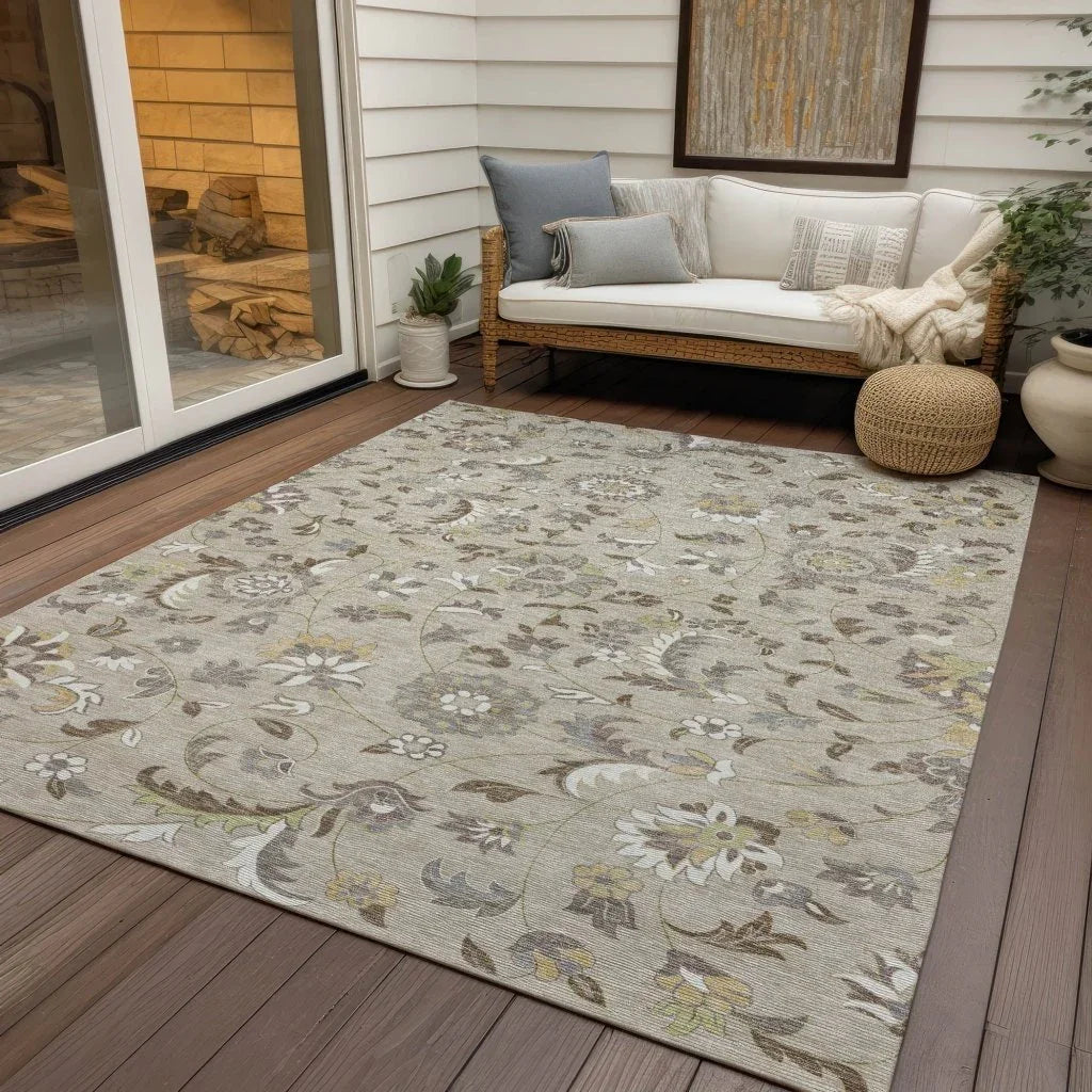 LOOMLAN Rugs Aveline Brown Washable Indoor-Outdoor Rug