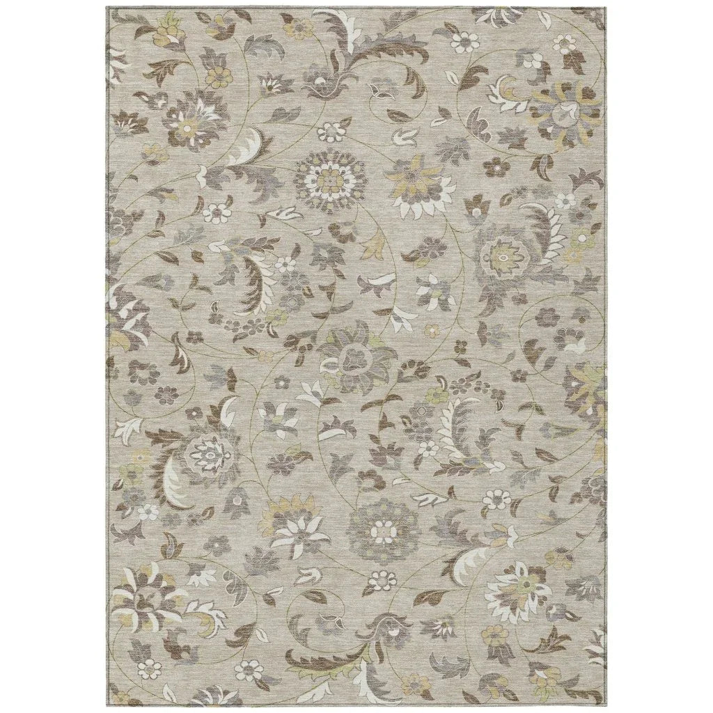 LOOMLAN Rugs Aveline Brown Washable Indoor-Outdoor Rug