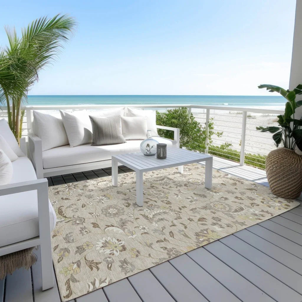 LOOMLAN Rugs Aveline Brown Washable Indoor-Outdoor Rug