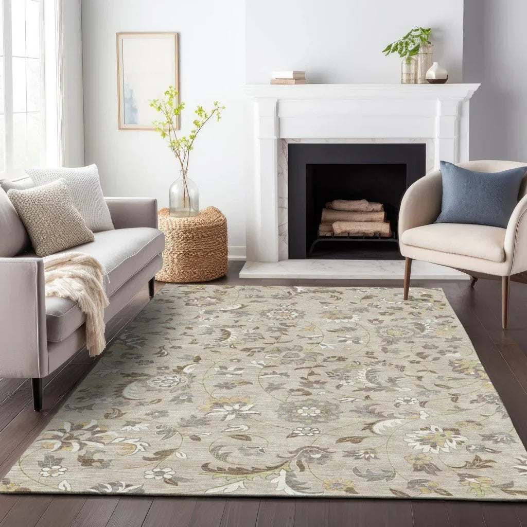 LOOMLAN Rugs Aveline Brown Washable Indoor-Outdoor Rug