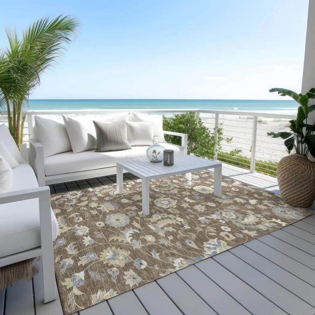 LOOMLAN Rugs Aveline Chocolate Washable Indoor-Outdoor Rug