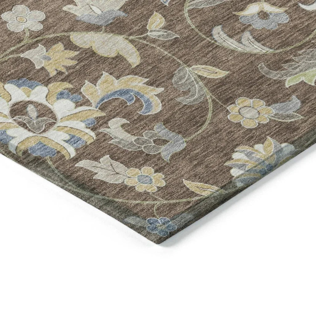 LOOMLAN Rugs Aveline Chocolate Washable Indoor-Outdoor Rug