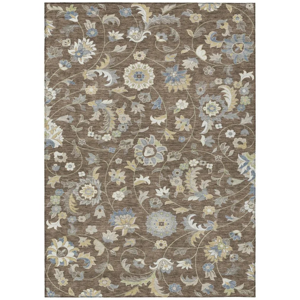 LOOMLAN Rugs Aveline Chocolate Washable Indoor-Outdoor Rug
