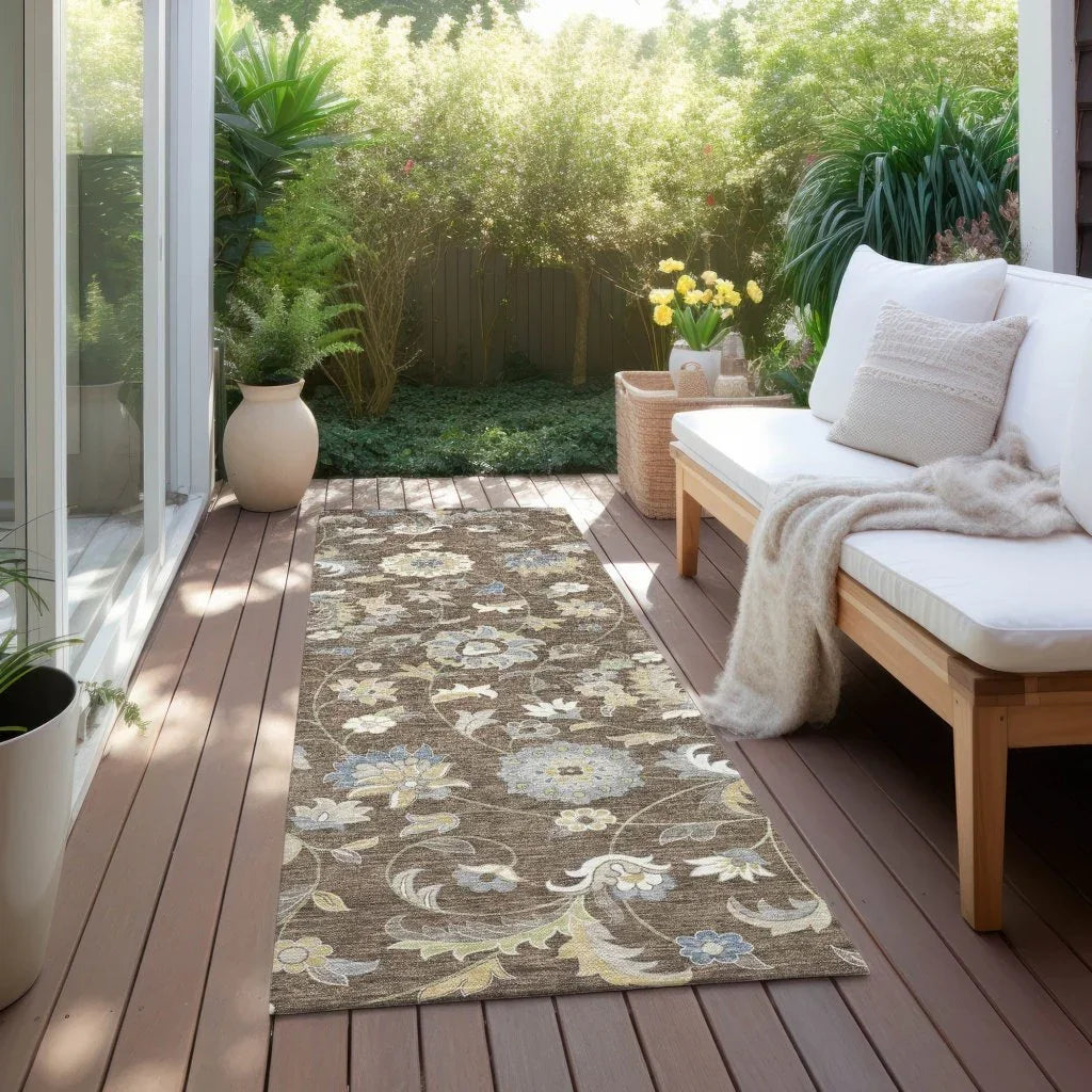 LOOMLAN Rugs Aveline Chocolate Washable Indoor-Outdoor Rug