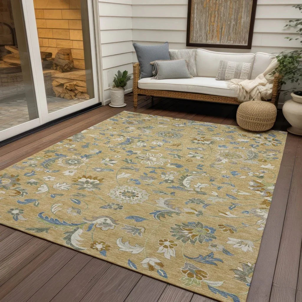 LOOMLAN Rugs Aveline Gold Washable Indoor-Outdoor Rug