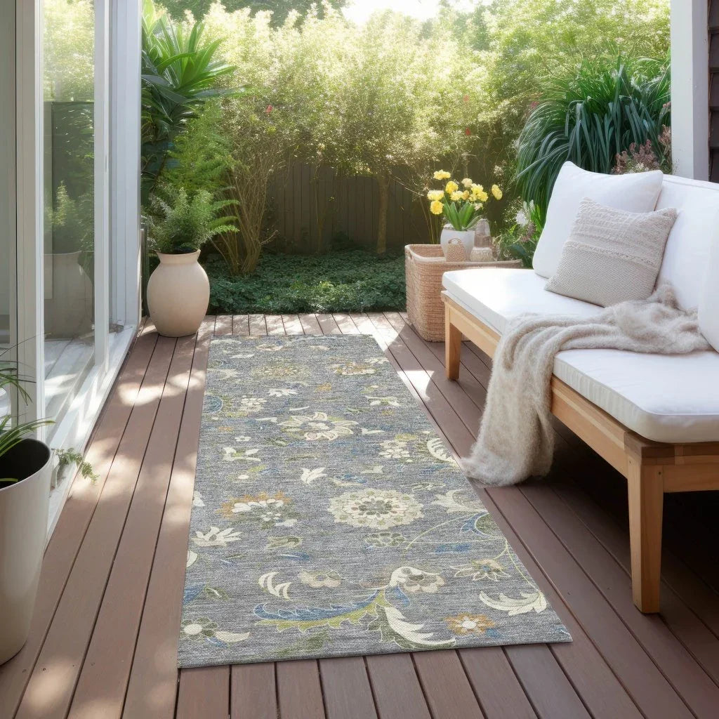 LOOMLAN Rugs Aveline Gray Washable Indoor-Outdoor Rug