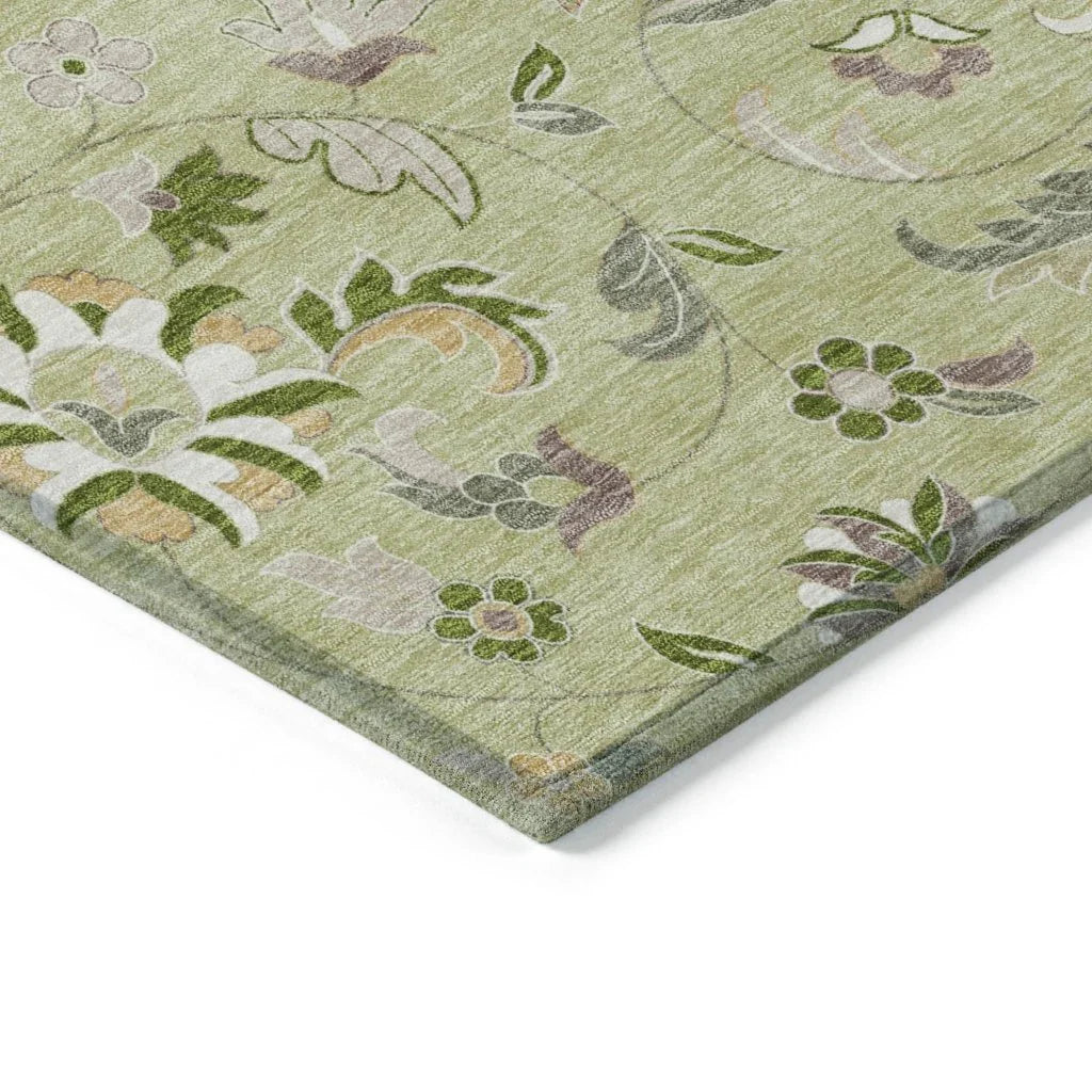 LOOMLAN Rugs Aveline Green Washable Indoor-Outdoor Rug