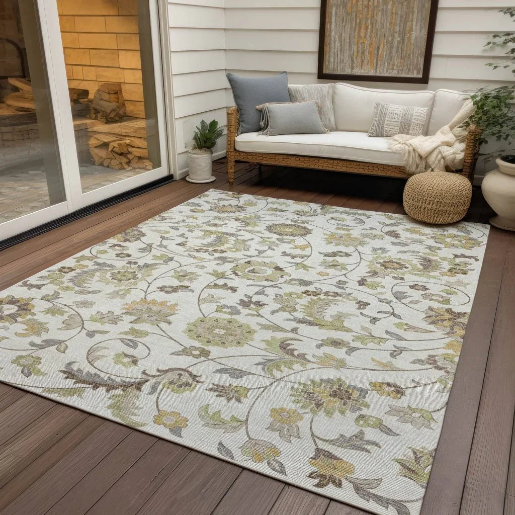 LOOMLAN Rugs Aveline Ivory Washable Indoor-Outdoor Rug