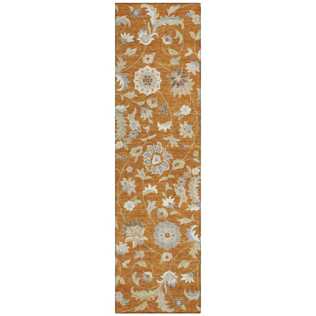 LOOMLAN Rugs Aveline Orange Washable Indoor-Outdoor Rug