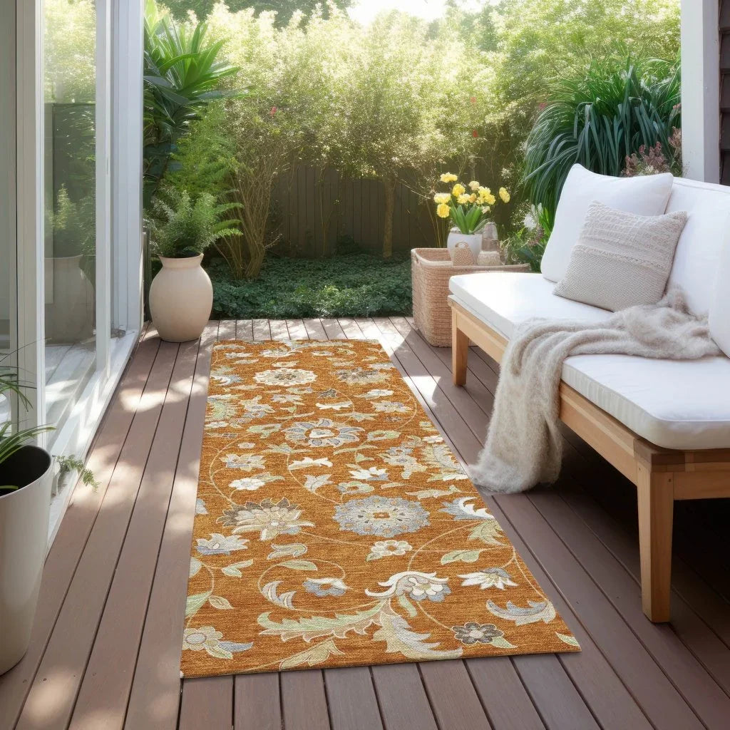 LOOMLAN Rugs Aveline Orange Washable Indoor-Outdoor Rug