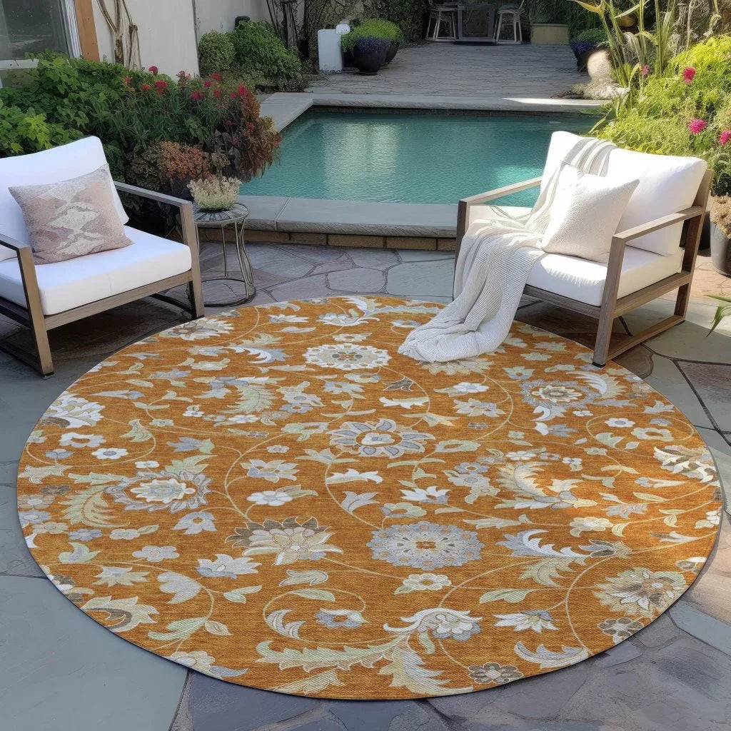 LOOMLAN Rugs Aveline Orange Washable Indoor-Outdoor Rug