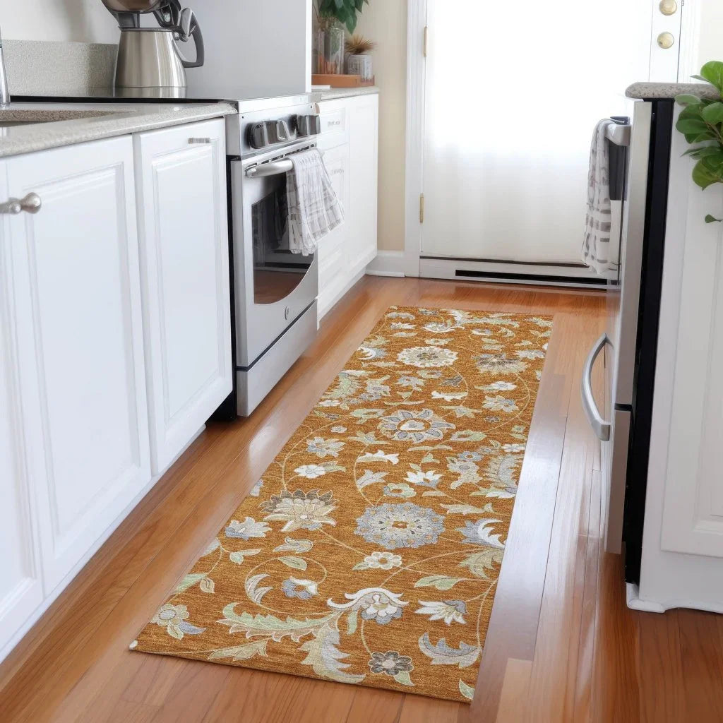 LOOMLAN Rugs Aveline Orange Washable Indoor-Outdoor Rug