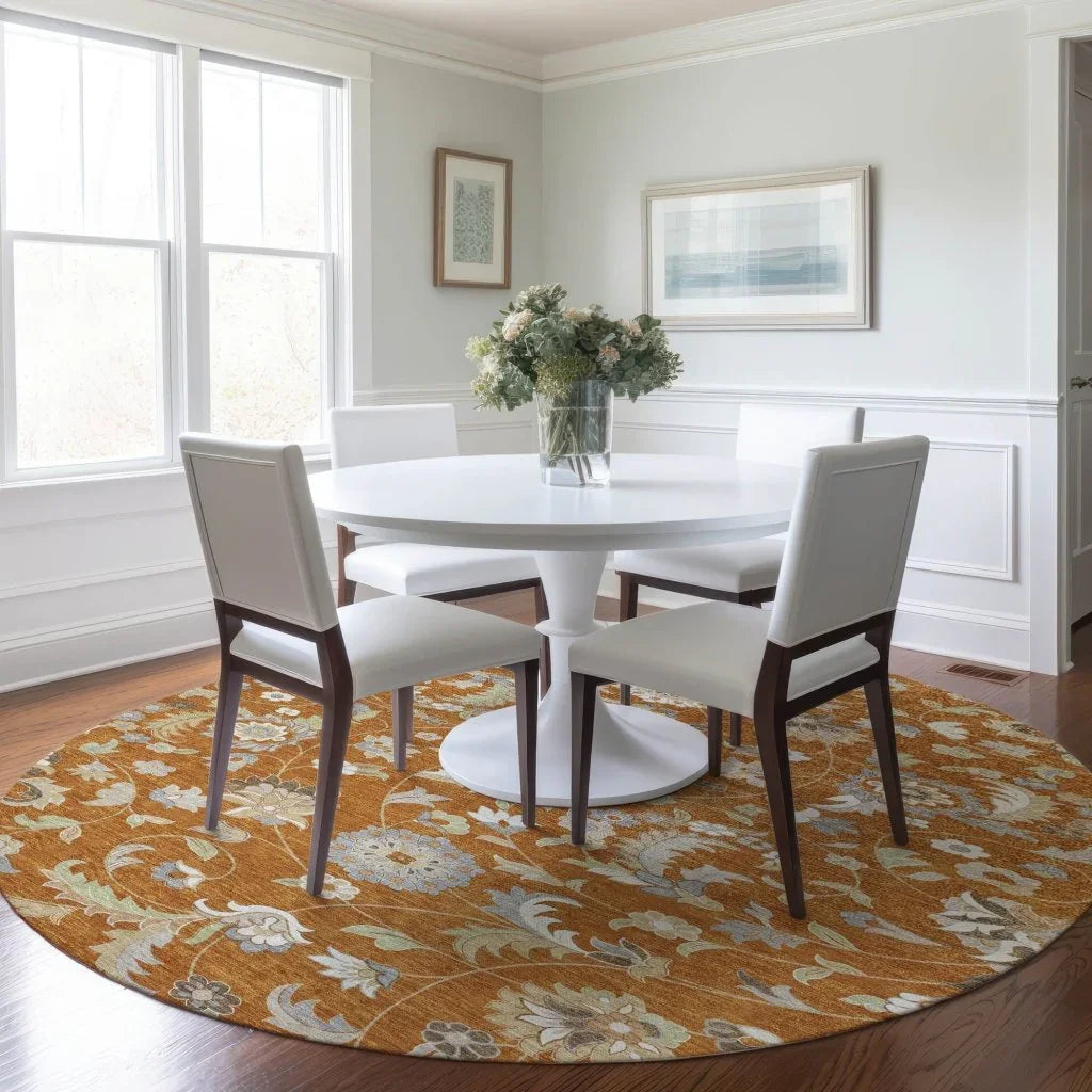 LOOMLAN Rugs Aveline Orange Washable Indoor-Outdoor Rug