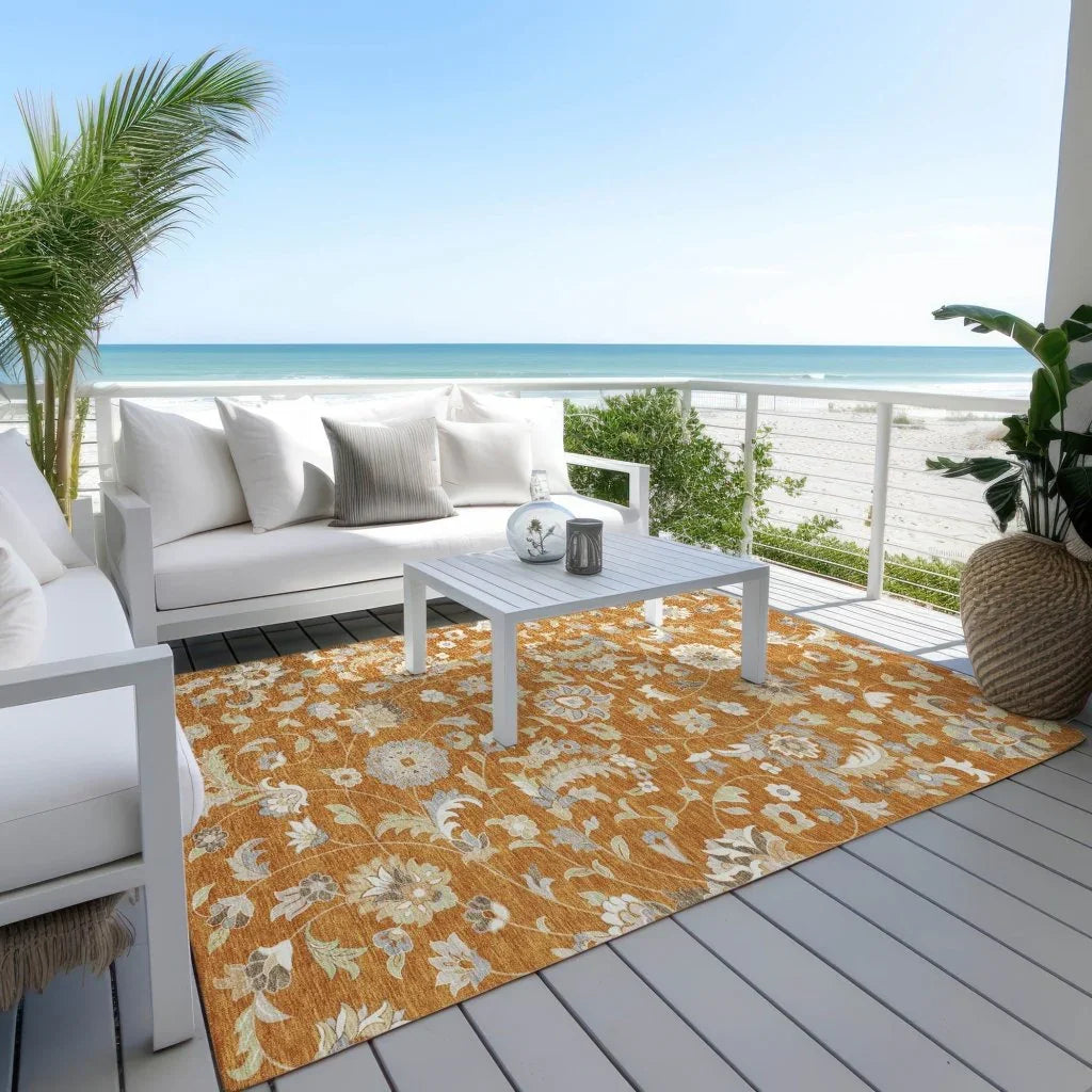 LOOMLAN Rugs Aveline Orange Washable Indoor-Outdoor Rug