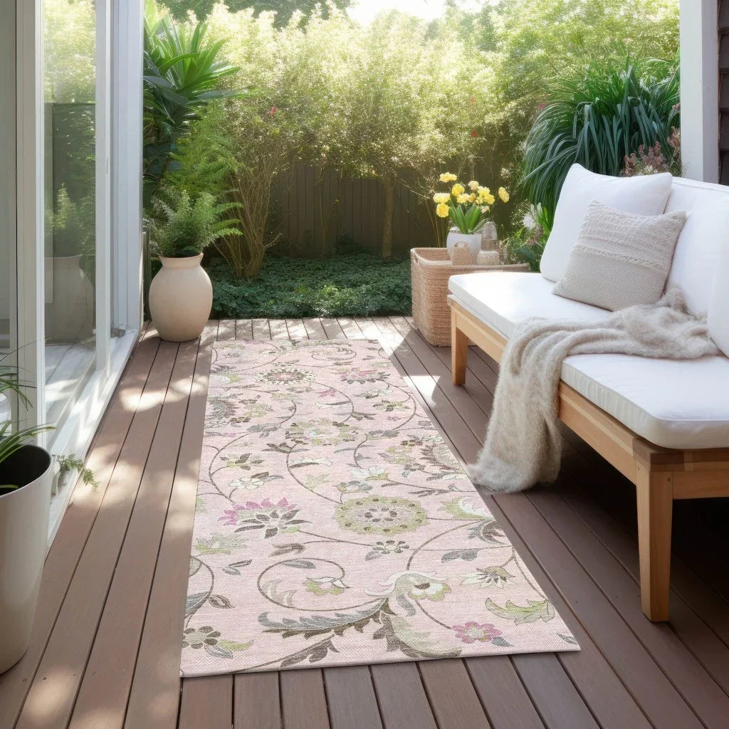 LOOMLAN Rugs Aveline Pink Washable Indoor-Outdoor Rug
