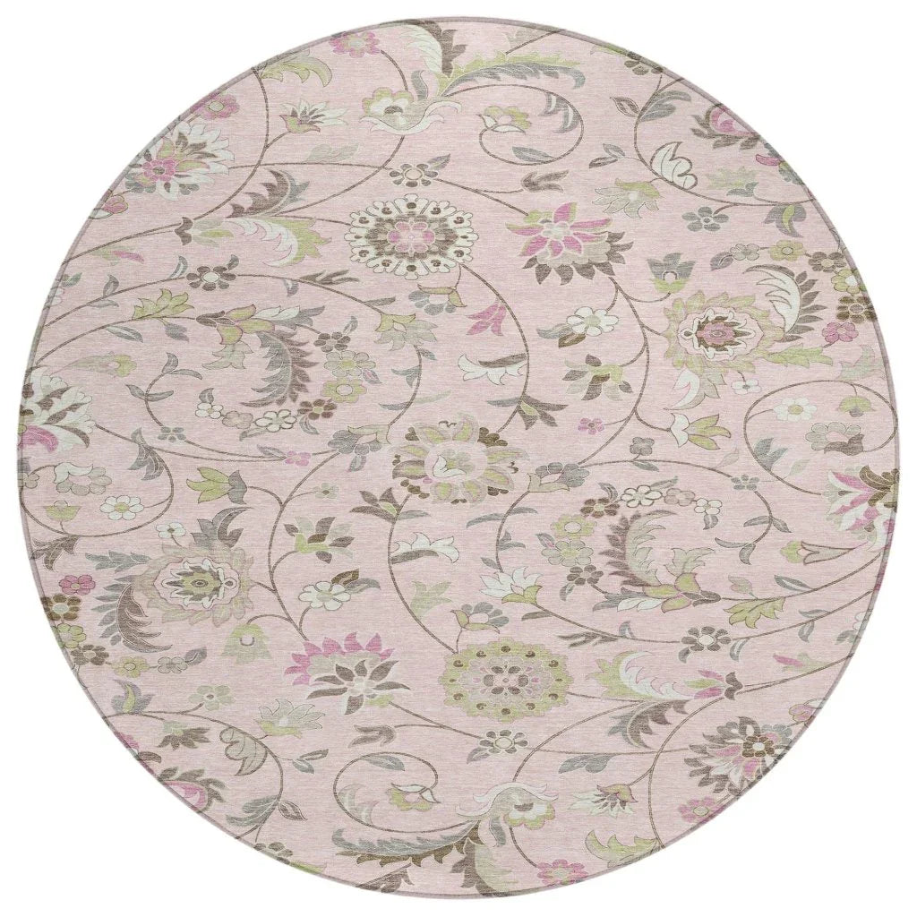LOOMLAN Rugs Aveline Pink Washable Indoor-Outdoor Rug