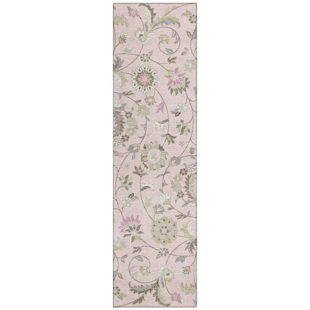 LOOMLAN Rugs Aveline Pink Washable Indoor-Outdoor Rug