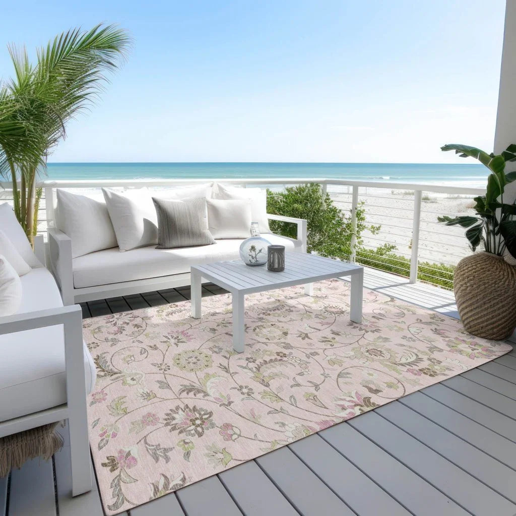 LOOMLAN Rugs Aveline Pink Washable Indoor-Outdoor Rug