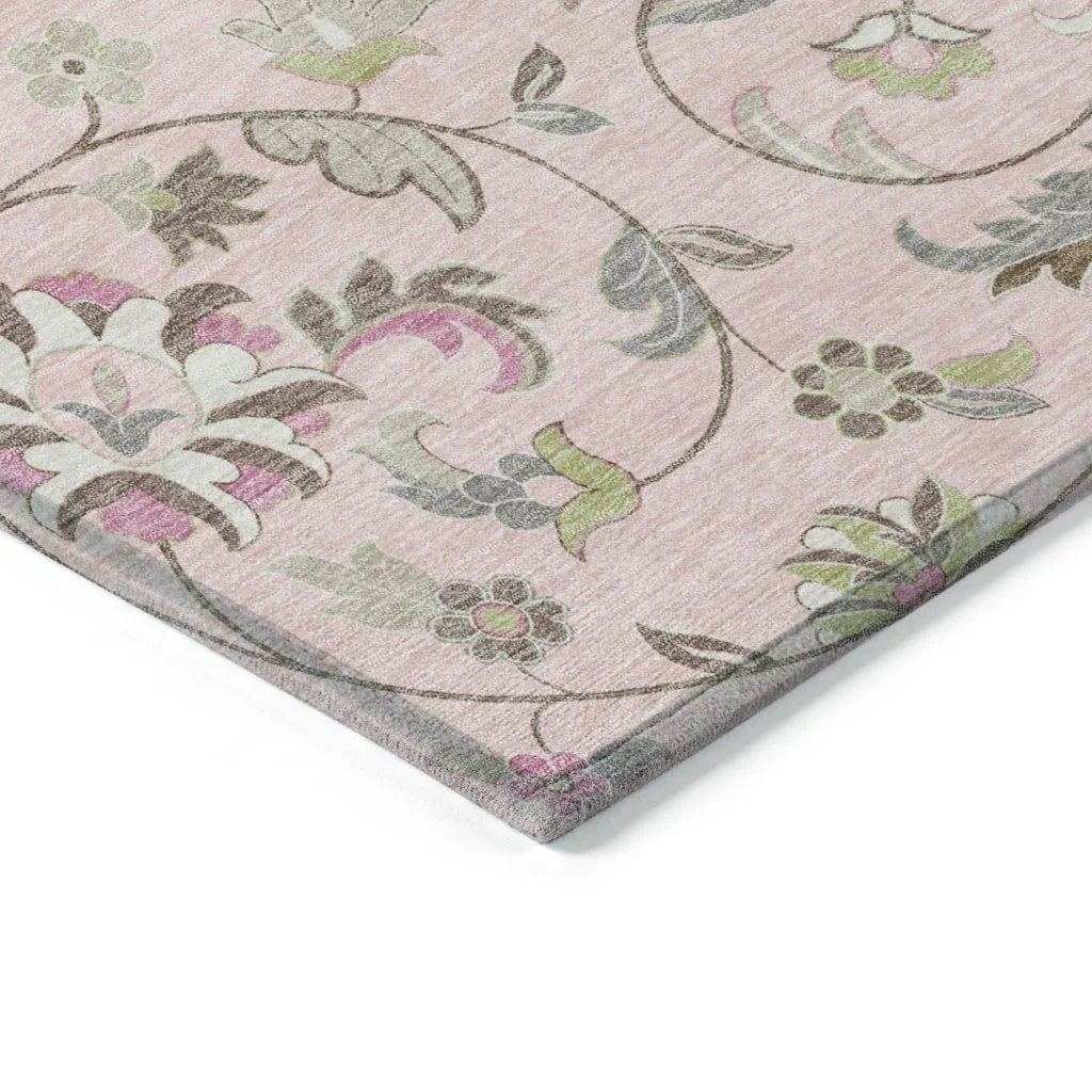 LOOMLAN Rugs Aveline Pink Washable Indoor-Outdoor Rug