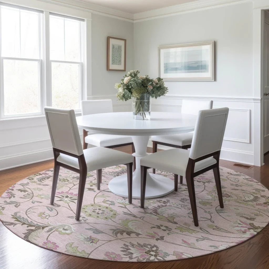 LOOMLAN Rugs Aveline Pink Washable Indoor-Outdoor Rug