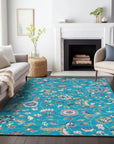 LOOMLAN Rugs Aveline Teal Washable Indoor-Outdoor Rug