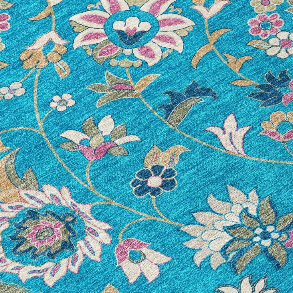 LOOMLAN Rugs Aveline Teal Washable Indoor-Outdoor Rug