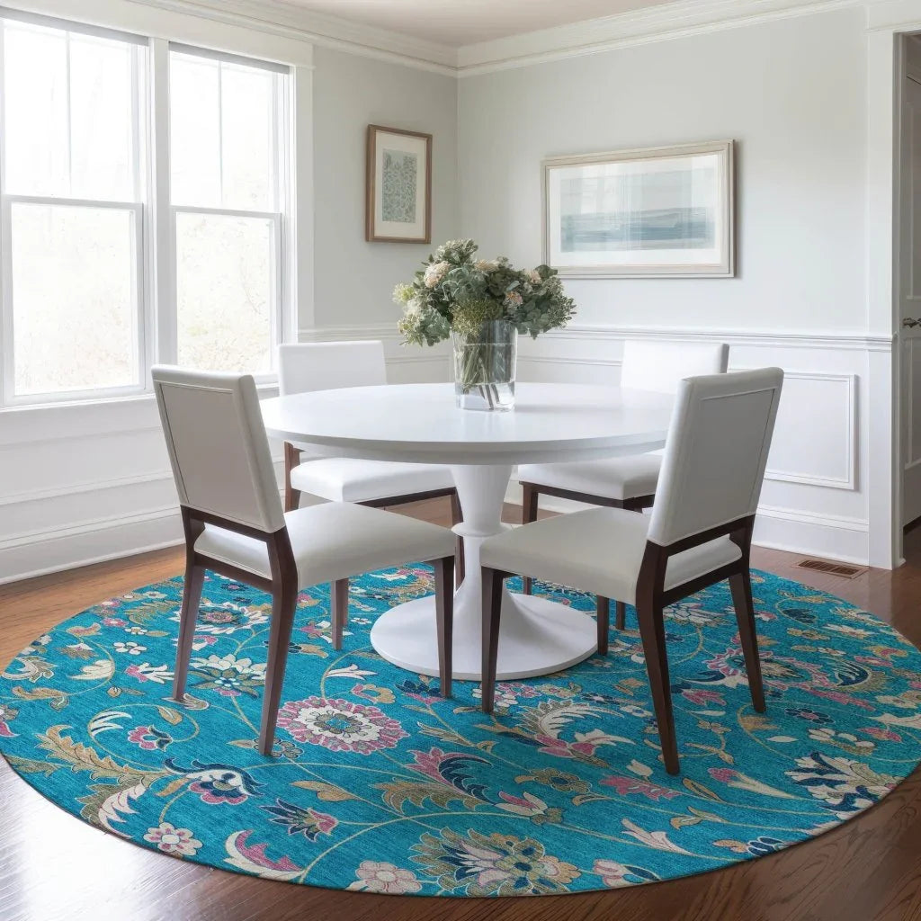 LOOMLAN Rugs Aveline Teal Washable Indoor-Outdoor Rug