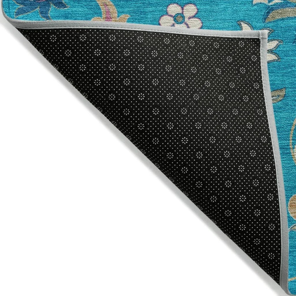 LOOMLAN Rugs Aveline Teal Washable Indoor-Outdoor Rug