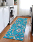 LOOMLAN Rugs Aveline Teal Washable Indoor-Outdoor Rug