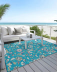 LOOMLAN Rugs Aveline Teal Washable Indoor-Outdoor Rug