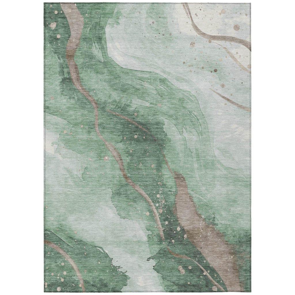 LOOMLAN Rugs Avelora Green Washable Indoor-Outdoor Rug