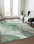 LOOMLAN Rugs Avelora Green Washable Indoor-Outdoor Rug