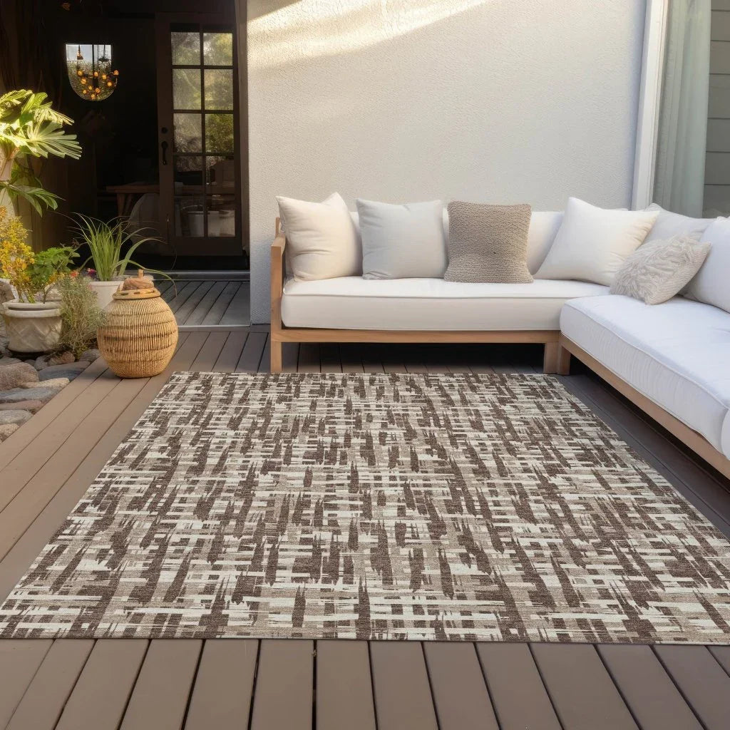 LOOMLAN Rugs Ayani Brown Washable Indoor-Outdoor Rug