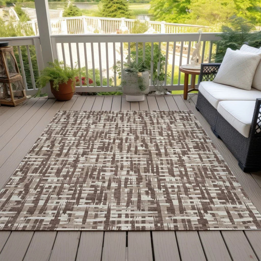 LOOMLAN Rugs Ayani Brown Washable Indoor-Outdoor Rug
