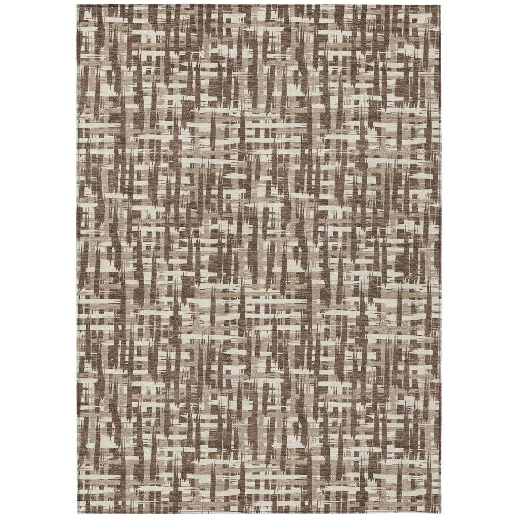 LOOMLAN Rugs Ayani Brown Washable Indoor-Outdoor Rug